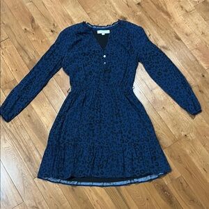 LOFT Navy Animal Print Dress